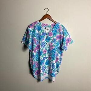 90s vintage multicolored floral blouse size medium